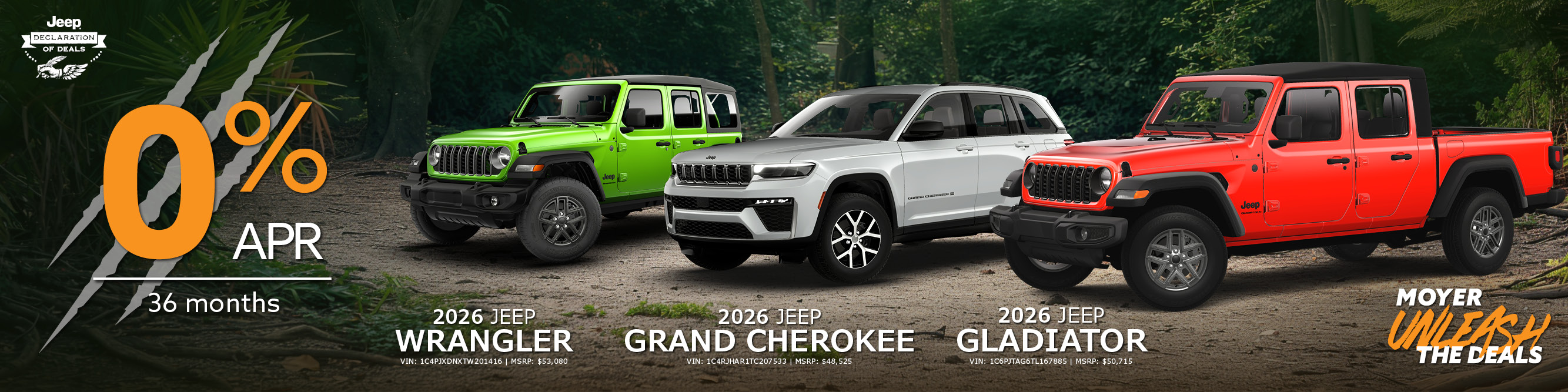 gladiator, wrangler, cherokee banner