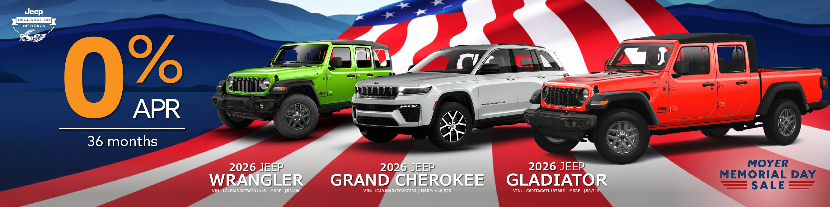 gladiator, wrangler, cherokee banner